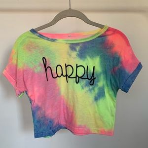 Cropped Tie Dye T-shirt SHEIN